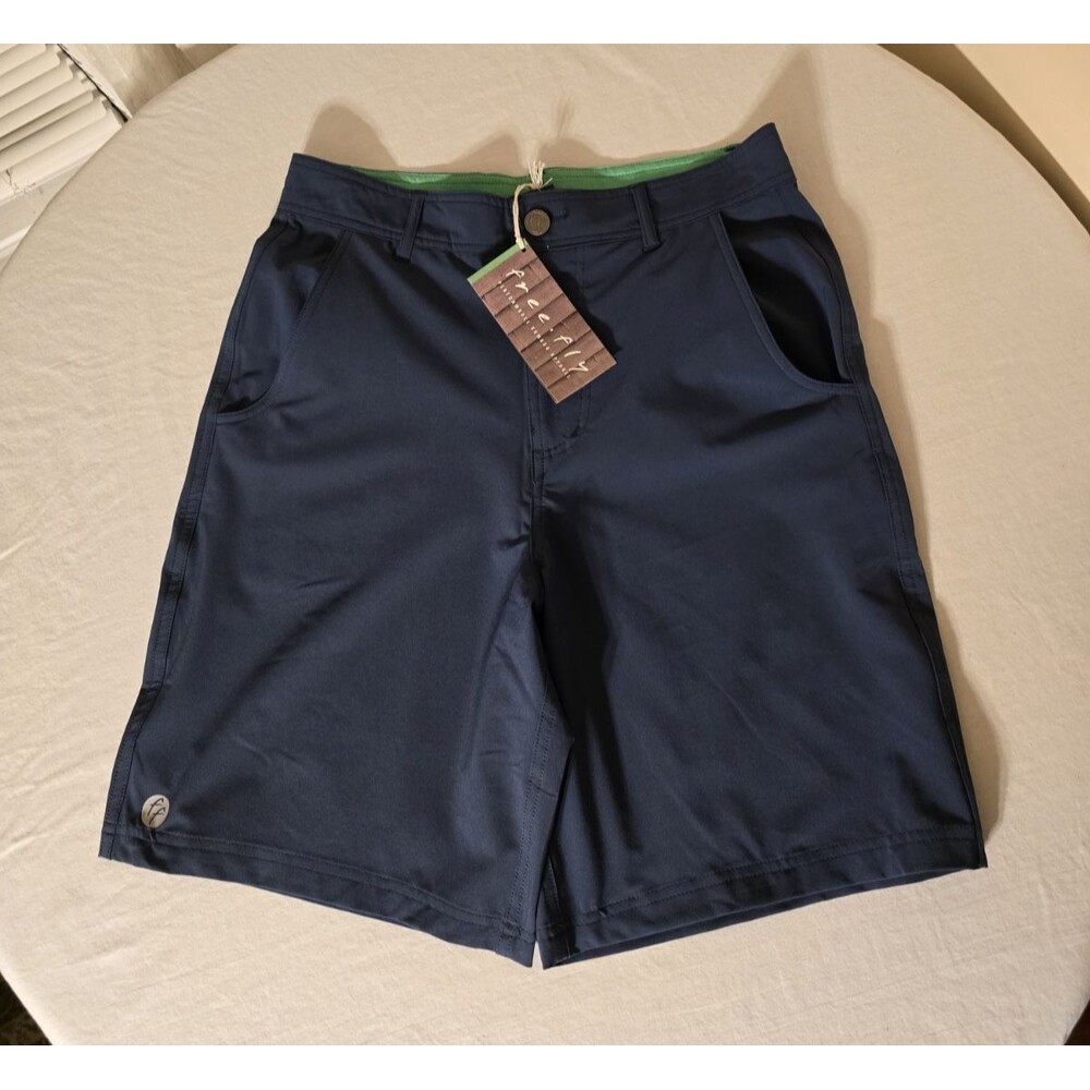 FREE FLY Hybrid Shorts Mens 30 Active Golf Chino Bamboo Stretch Navy Blue NEW